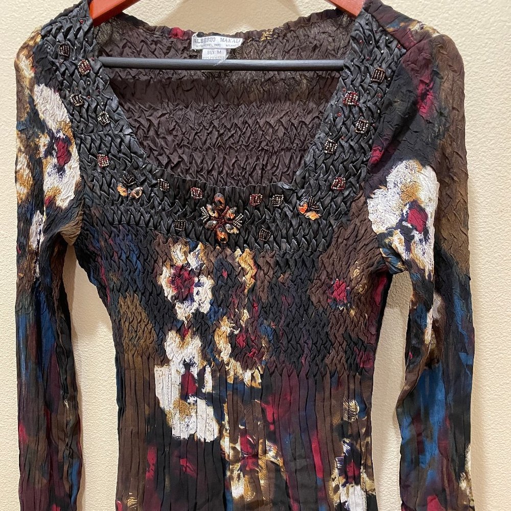 Alberto Makali Beautiful Smocked Blouse - Sz: M
